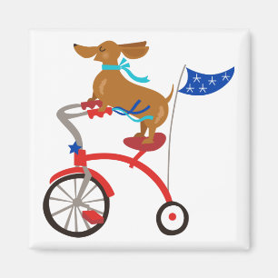 Dackel auf dem Fahrrad Magnet
