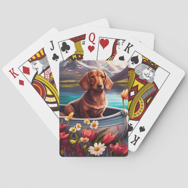 Dackel auf dem Paddle: Ein Landschaftliches Abente Spielkarten (Rückseite)