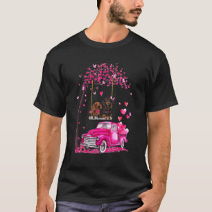 Dackel auf Lastwagen mit Herz Niedlicher Valentin T-Shirt