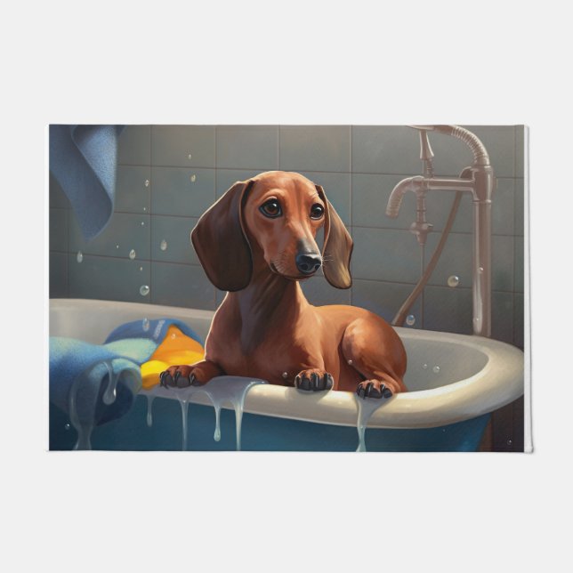 Dackel Bathtime Fun Fußmatte (Vorderseite)