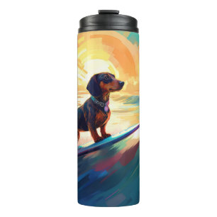 Dackel Beach Surf Malerei Thermosbecher