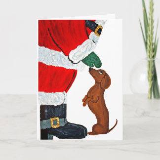 Dackel bekommt ein Haustier von Santa Einladung