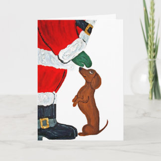 Dackel bekommt ein Haustier von Santa Karte