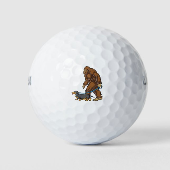 Dackel Bigfoot Shirt für Männer Frauen Mädchen Golfball (Vorderseite)