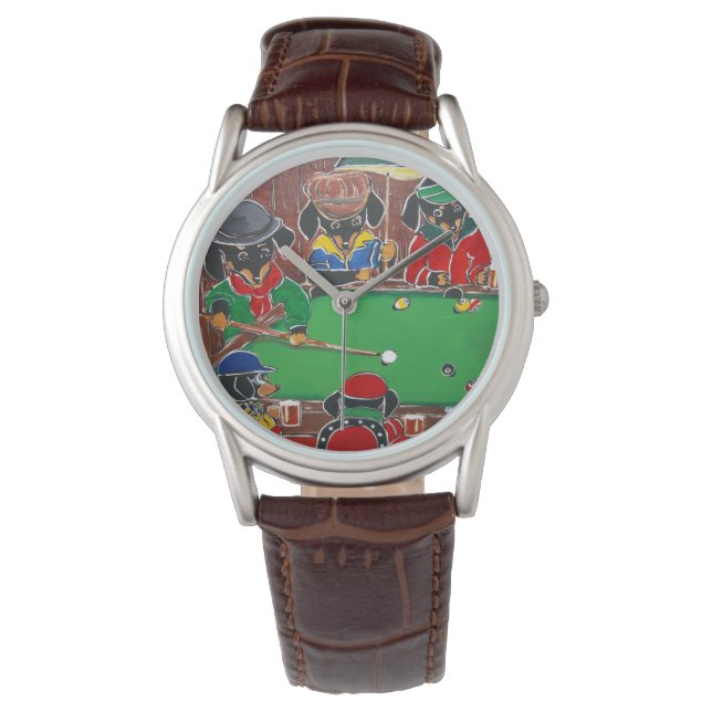 Dackel Billiards Armbanduhr (Vorderseite)