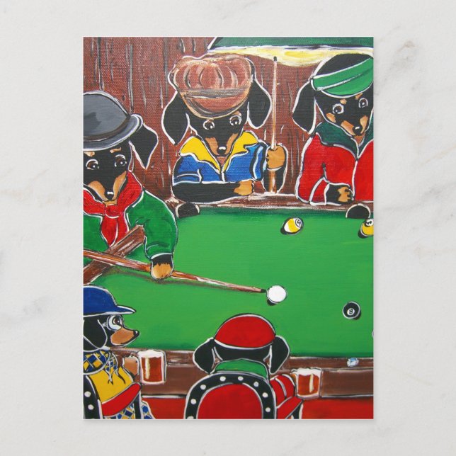 DACKEL BILLIARDS POSTKARTE (Vorderseite)