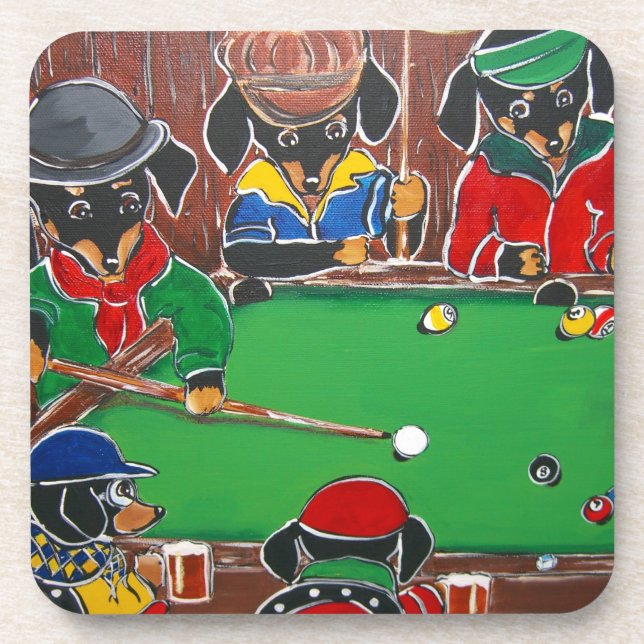 DACKEL BILLIARDS UNTERSETZER (Vorderseite)