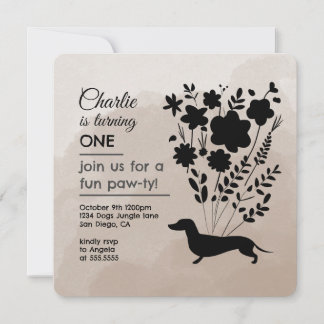 Dackel Birthday Girl Paw-ty Niedlich Puppy Hunde Einladung