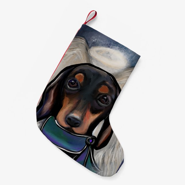 Dackel Black and Tan Kleiner Weihnachtsstrumpf (Vorderansicht (hängend))