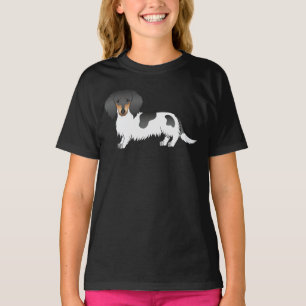 Dackel Black and Tan Piebald Long Hair Hund T-Shirt