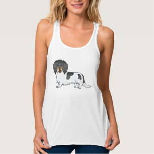 Dackel Black and Tan Piebald Long Hair Hund Tank Top