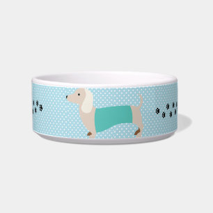 Dackel Bowl Blue Polka Dot Dackel Dog Dish Napf