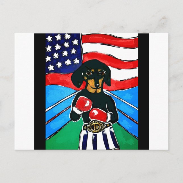 Dackel Boxer Postkarte (Vorderseite)