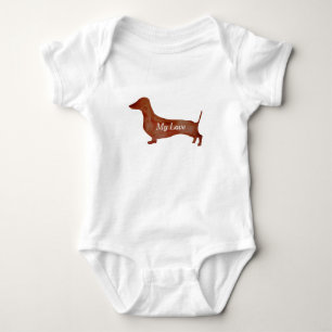 Dackel-Brown-Hundebaby-Jersey-Bodysuit, weiß Baby Strampler