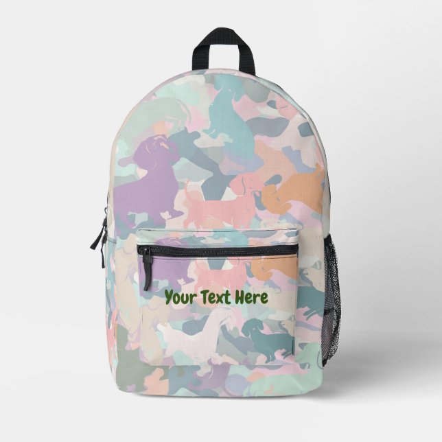 Dackel Camouflage Bedruckter Rucksack (Vorderseite)