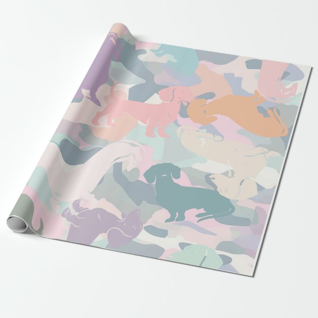 Dackel Camouflage Geschenkpapier (Ungerollt)