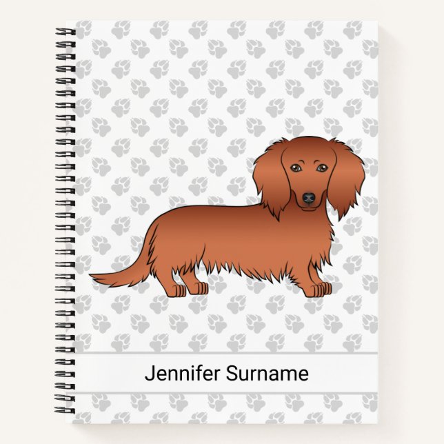 Dackel Cartoon Dog & Text Notizbuch (Vorderseite)