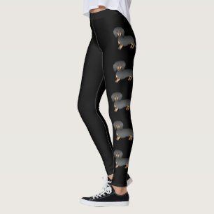 Dackel Cartoon Hunde aus Black and Tan Long Hair Leggings