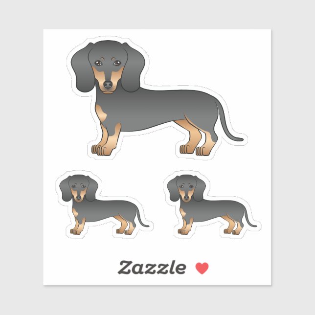 Dackel Cartoon Hunde mit schwarzen und schwarzen T Aufkleber (Blatt)