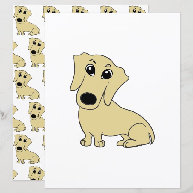 Dackel-Cartoon-Scrapbook-Papier (Vorne/Hinten)