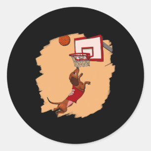 Dackel Chiweenie Dackel Hund Basketball spielen Runder Aufkleber