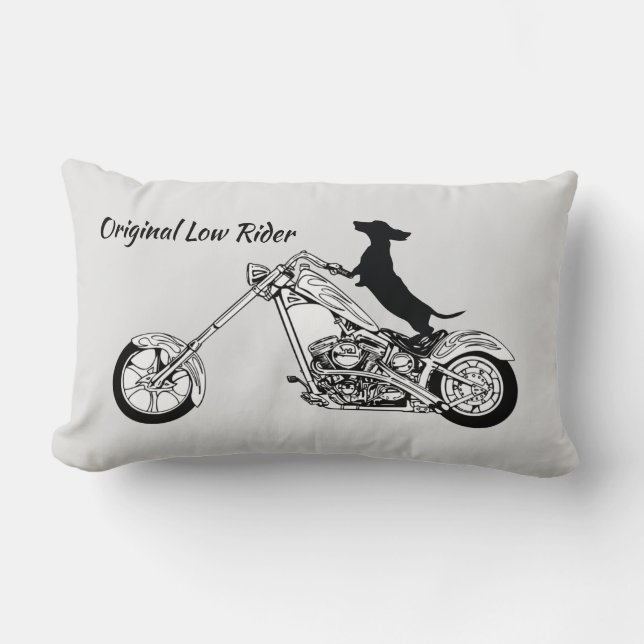 Dackel Chopper Motorradfahrer Lendenkissen (Vorderseite)