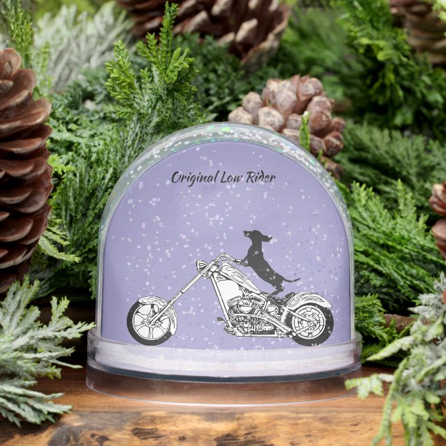 Dackel Chopper Motorradfahrer Schneekugeln (Winter)