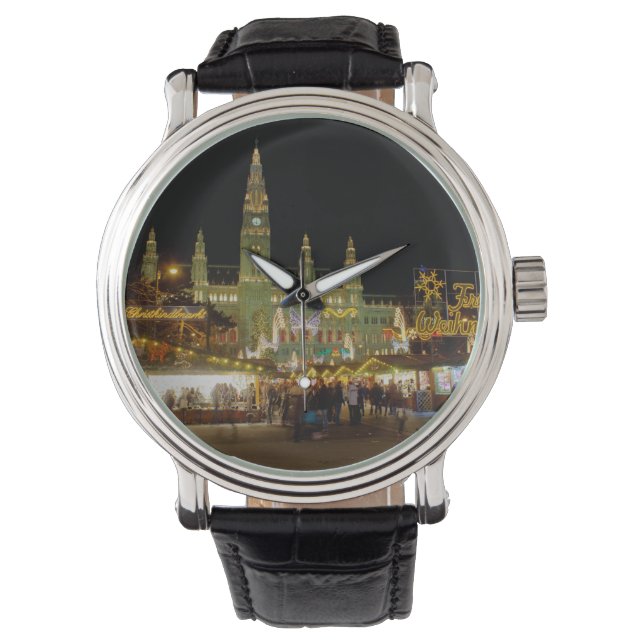 Dackel Christkindlmarkt Armbanduhr (Vorderseite)