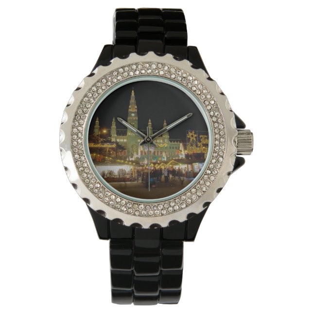Dackel Christkindlmarkt Armbanduhr (Vorderseite)