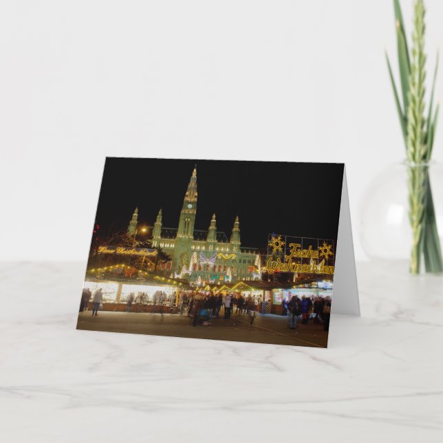 Dackel Christkindlmarkt Feiertagskarte (Vorderseite)