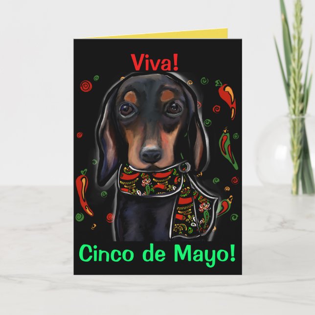 Dackel Cinco de Mayo Karte (Vorderseite)