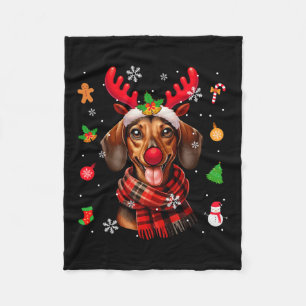 Dackel Cosplay Reindei Weihnachtskostümbesitzer Fleecedecke