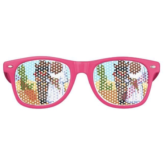 Dackel Cowboy Wedding Sonnenbrille (Vorderseite)