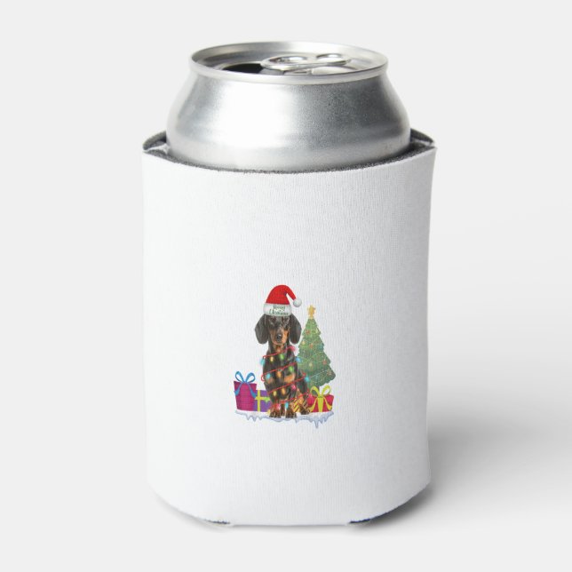 Dackel dackel Dackel Hund hässlich Weihnachtspulli Dosenkühler (Kanne Vorderseite)