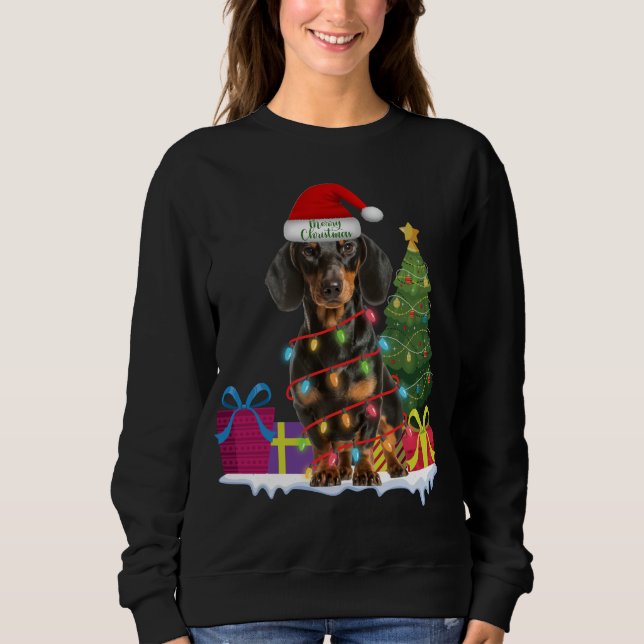 Dackel dackel Dackel Hund hässlich Weihnachtspulli Sweatshirt (Vorderseite)