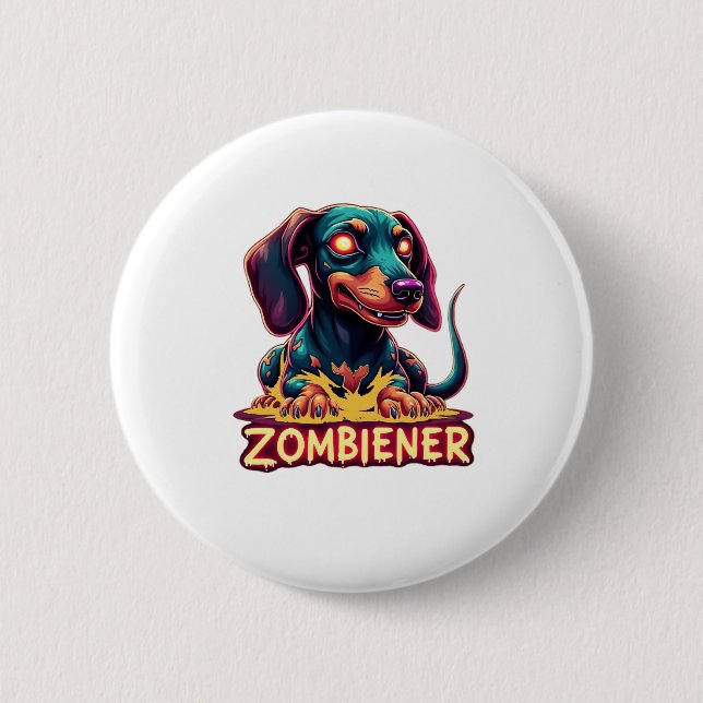 Dackel Dackel Dackel Wurst Zombie Dog Hallowee Button (Vorderseite)