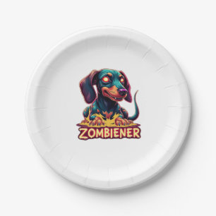 Dackel Dackel Dackel Wurst Zombie Dog Hallowee Pappteller