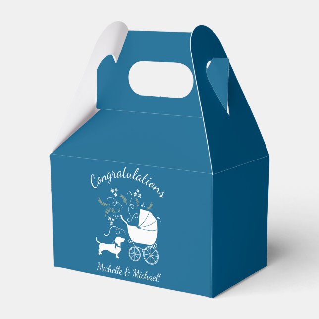 Dackel Dackel Dog Baby Dusche Blue Boy Geschenkschachtel (Vorderseite)