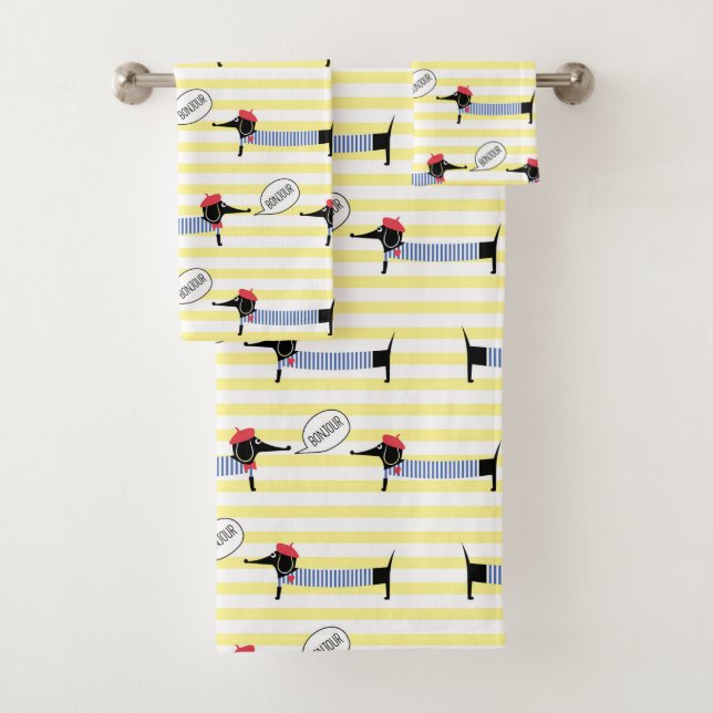 Dackel Dackel Dog Bonjour Badhandtuch Set (Insitu)