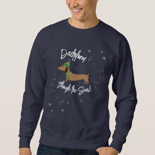 Dackel Dackel durch das Schnee Weihnachten Shirt (Vorderseite)