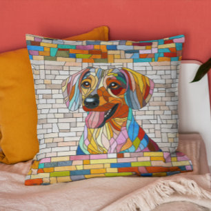 Dackel - Dackel - farbiges Mosaik Kissen