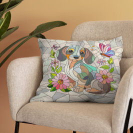 Dackel - Dackel - farbiges Mosaik Kissen