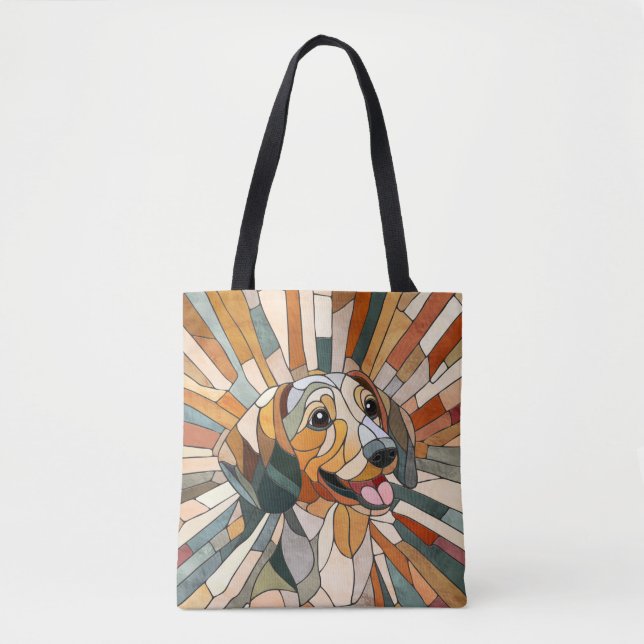 Dackel - Dackel - farbiges Mosaik Tasche (Vorderseite)