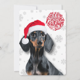 Dackel Dackel Hund Haustier Schneeflocken Weihnach Feiertagskarte