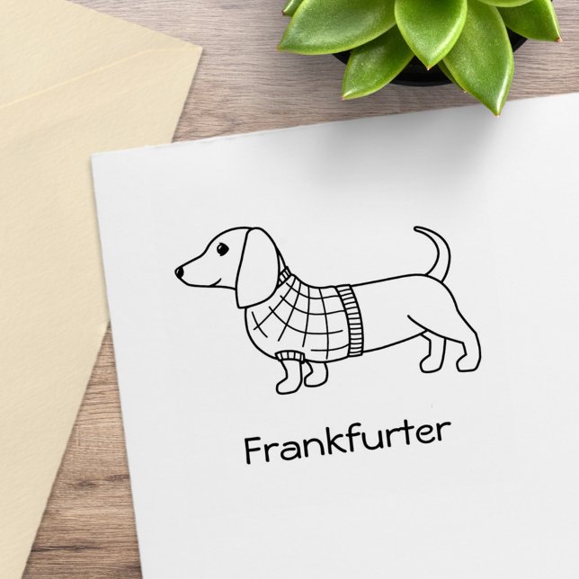 Dackel Dackel Hund Kariert Pullover Gummistempel (Von Creator hochgeladen)