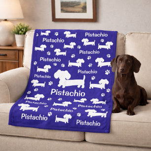 Dackel Dackel Hund Personalisiert Blanket Blau Fleecedecke