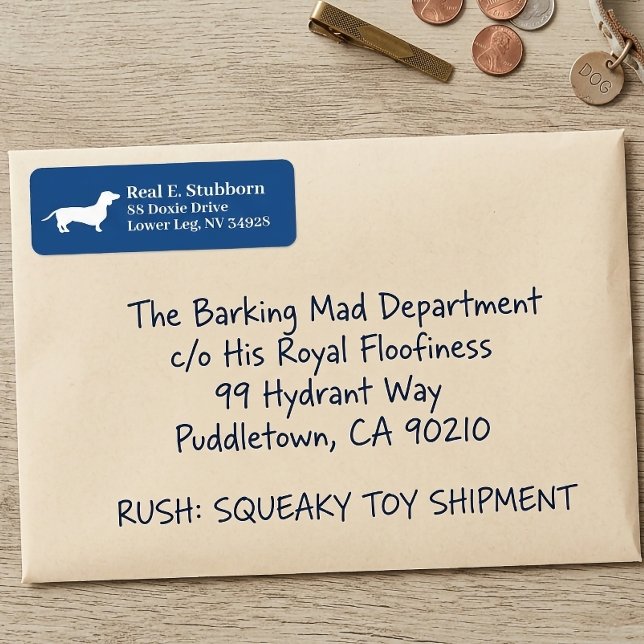 Dackel Dackel Hund | Royal BlueLabel (Dachshund Blue Return address Label)