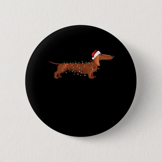 Dackel Dackel Hund Weihnachtslicht Essential T-S Button (Vorderseite)