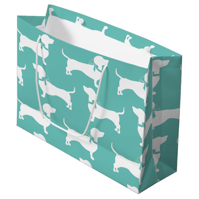 Dackel Dackel Hund Welpe große Geschenktasche Geschenktüte (Vorderseite Schrägansicht)