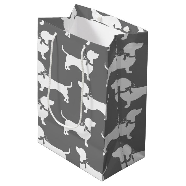 Dackel Dackel Hund Welpe Medium Geschenktasche Mittlere Geschenktüte (Vorderseite Schrägansicht)